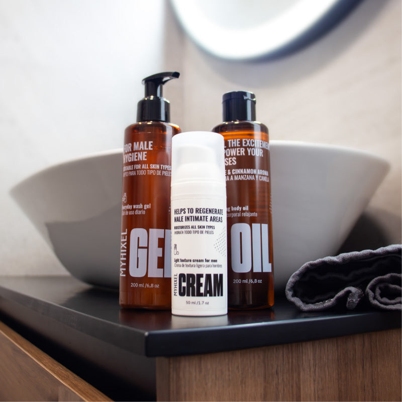 MYHIXEL Gel + Cream + Oil Bundle for Men's Intimate Care